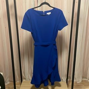 Calvin Klein Ruffled Tulip Hem Crepe Dress